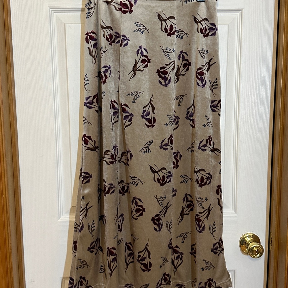 Russ Tan and Purple Floral Maxi Skirt